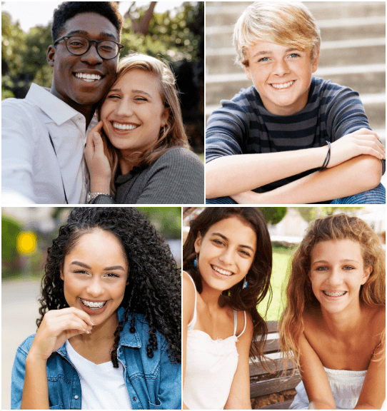 collage of smiling people